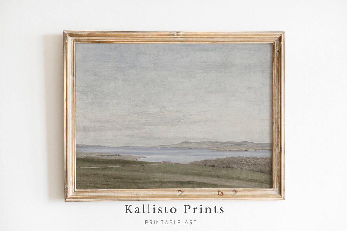 Serene Lake Landscape Painting Tranquil Minimalist Water Scene Poster