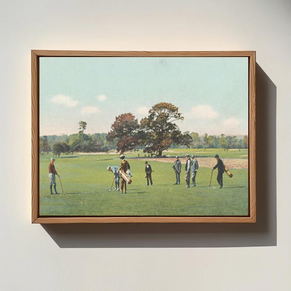 Vintage Golf Scene Art Print, Retro Course Landscape