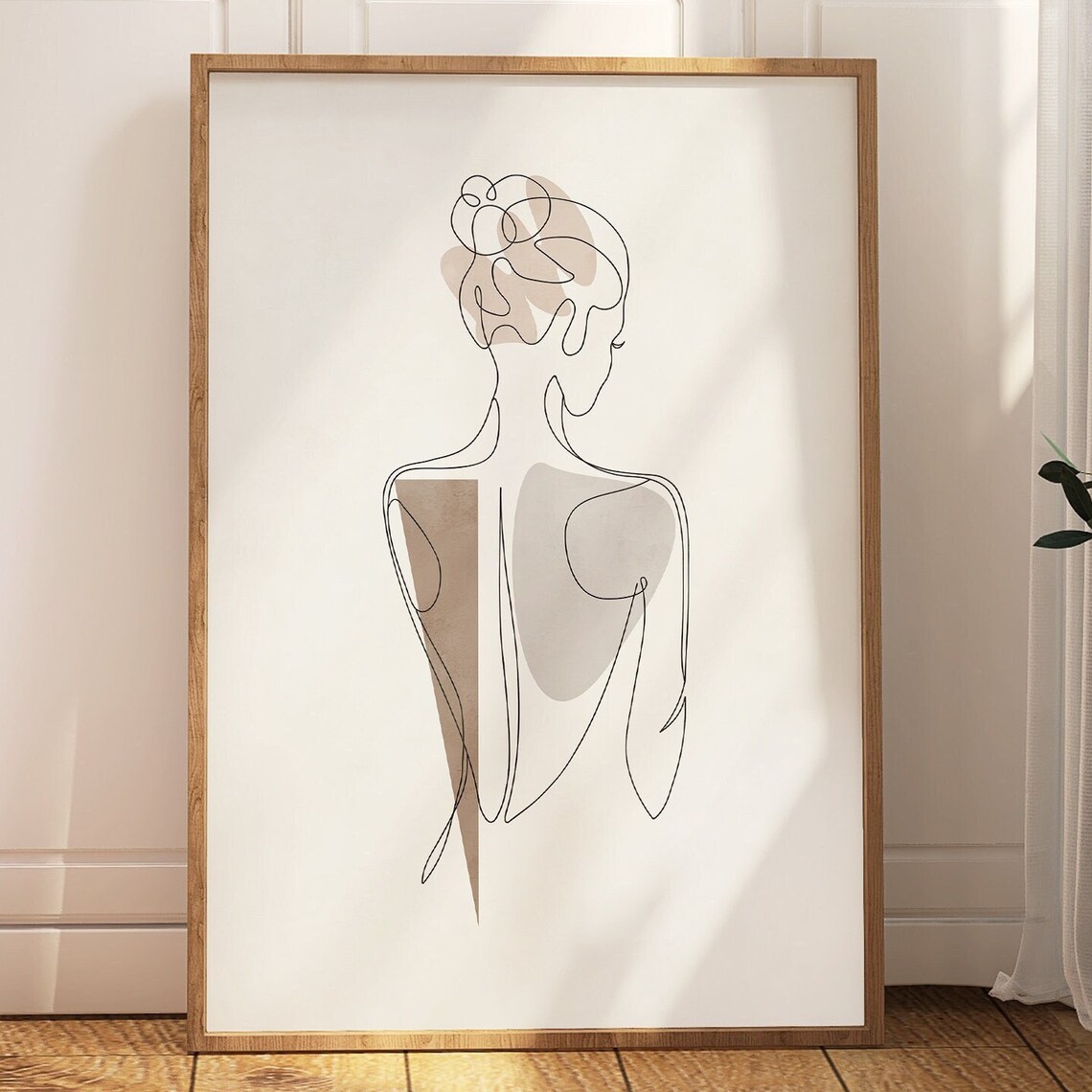 Woman Back One Line Drawing Neutral Female Body Abstract Poster