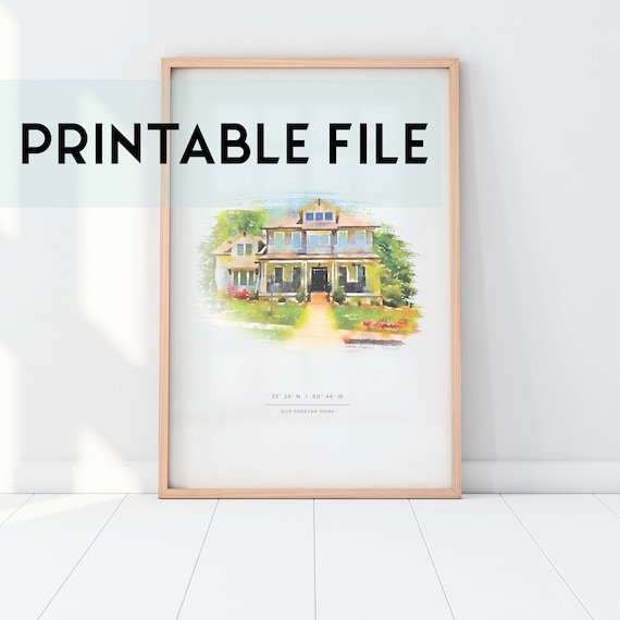 Custom House Watercolor Home Illustration, Gift