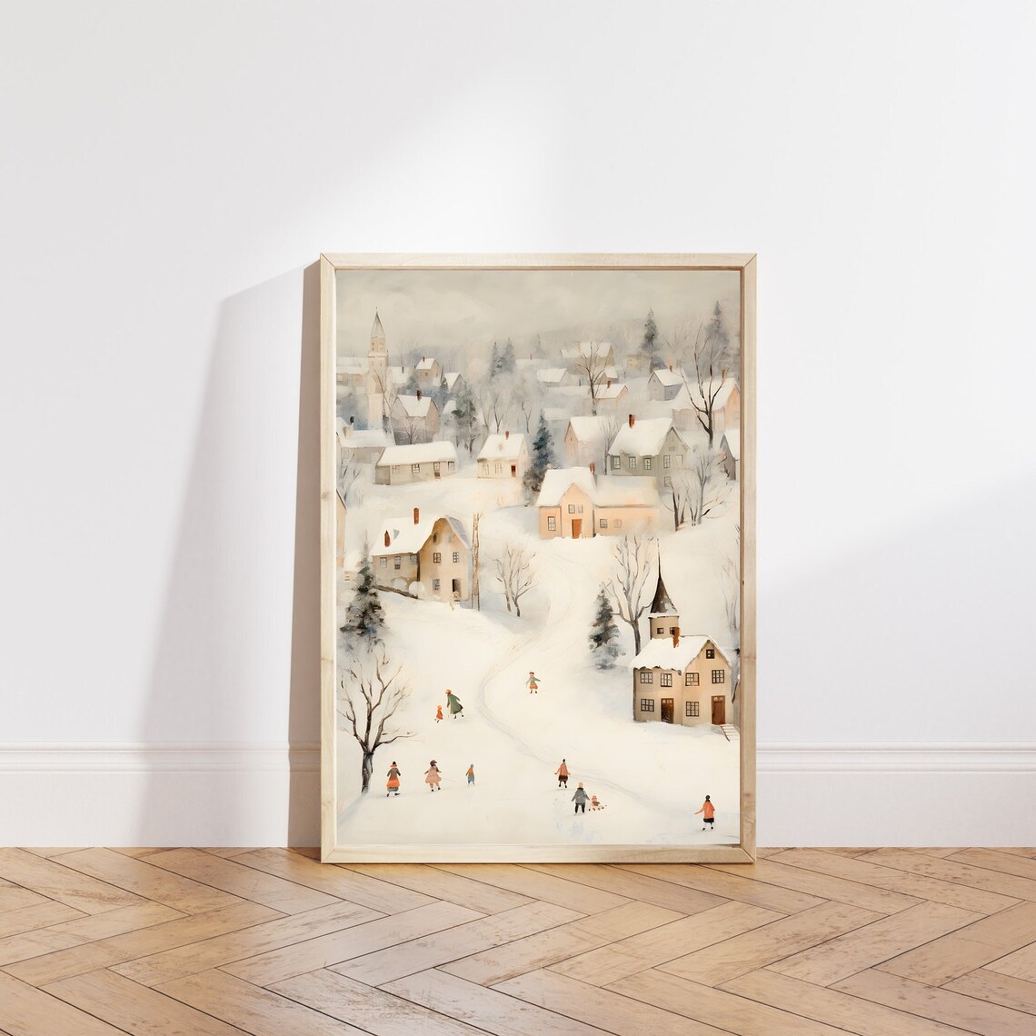 Vintage Town Christmas Village Winter Wall Art Print - Image 5