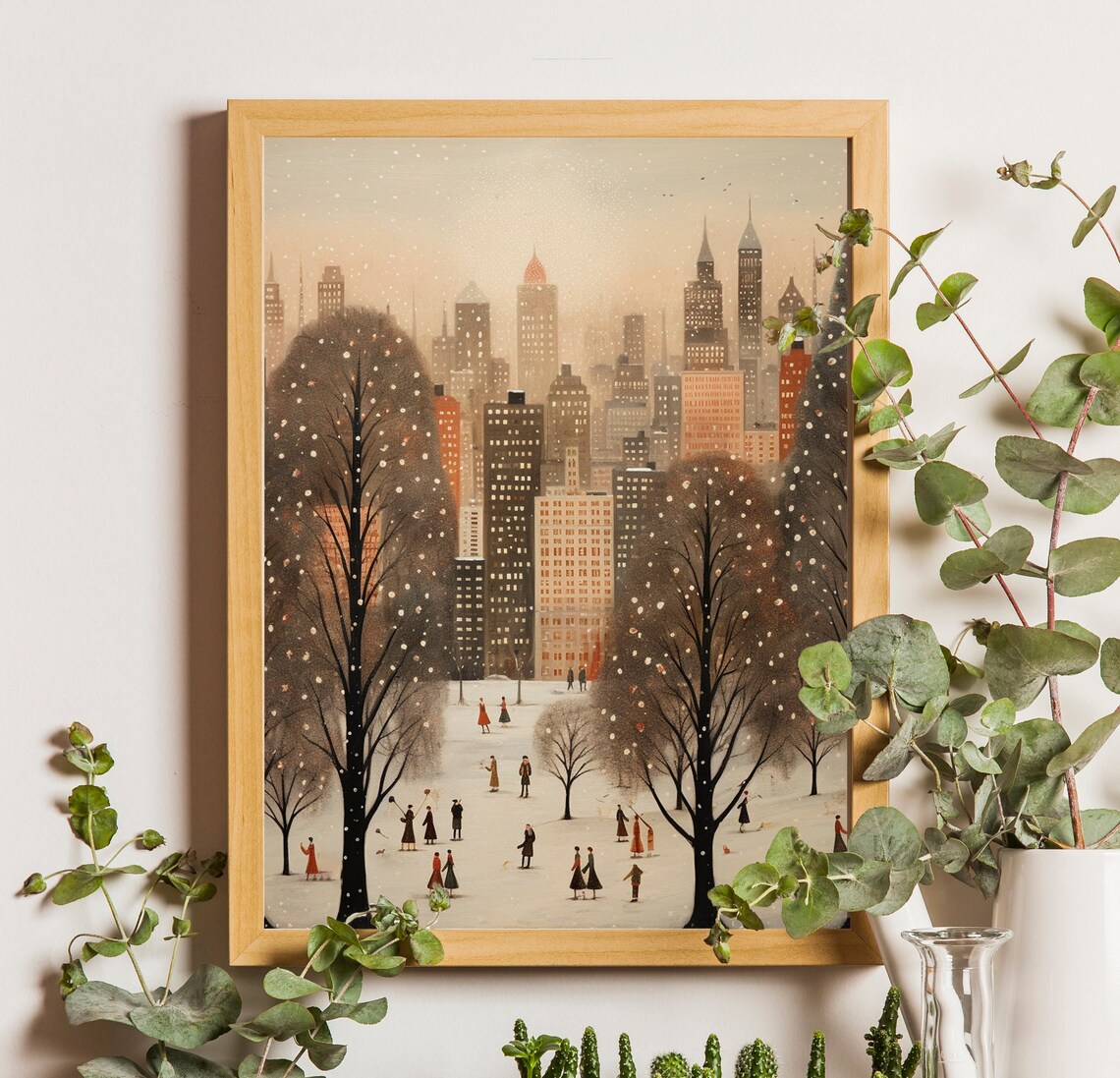Christmas Town New York Winter Night Art Print
