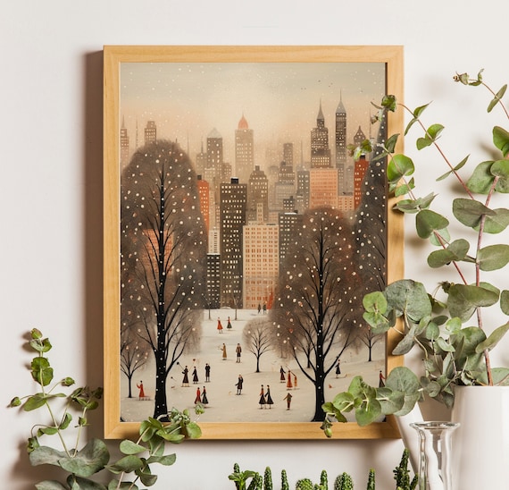 Christmas Town New York Winter Night Art Print