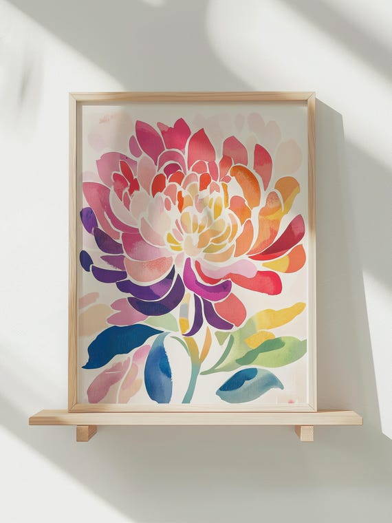 Chrysanthemum Flower Market Print Maximalist Wall Art Dopamine Decor Trendy Girly Wall Art Colorful Dorm Room Decor Matisse Poster