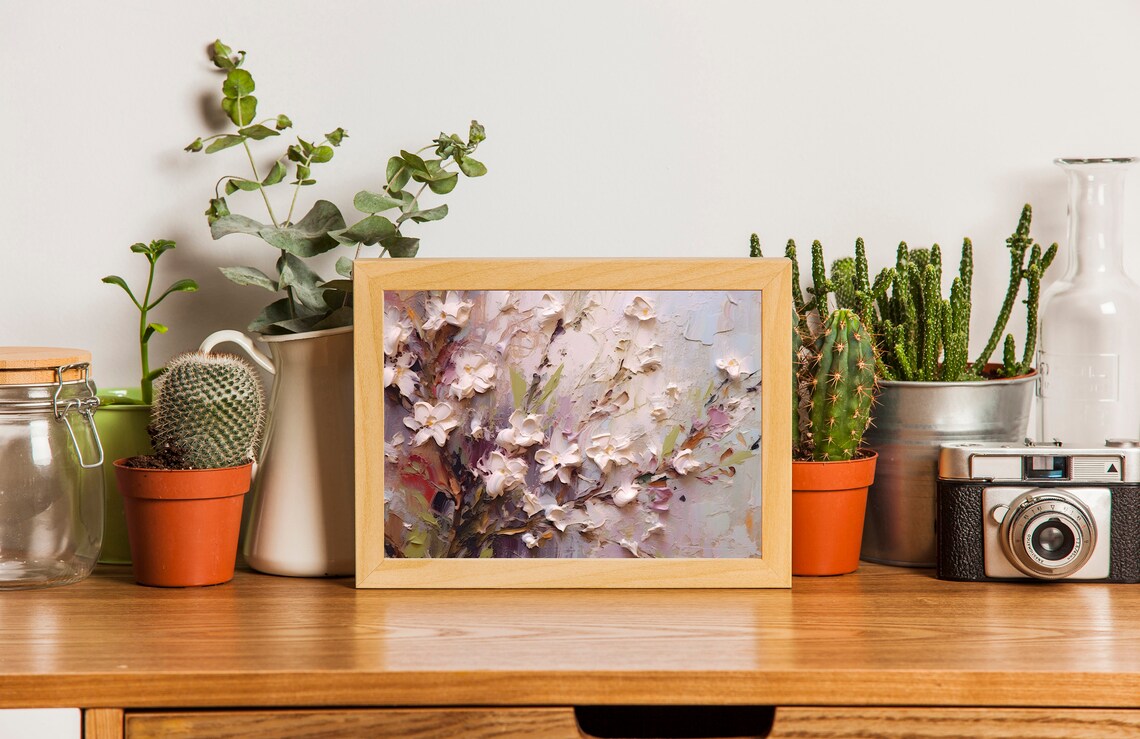 White Blossom Abstract Floral Painting Pastel Modern Art Poster - Image 4
