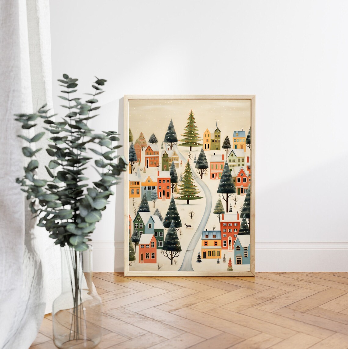 Xmas Winter Town Christmas Village Wall Art Print - Image 4