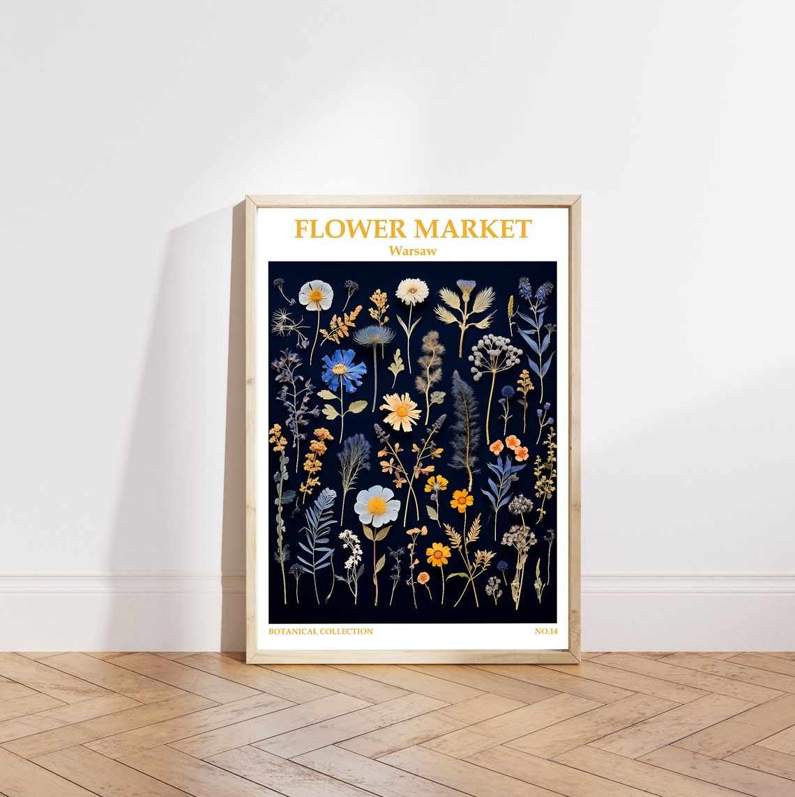 Warsaw Flower Market Navy Wildflower Botanical Collection Poster - Image 5