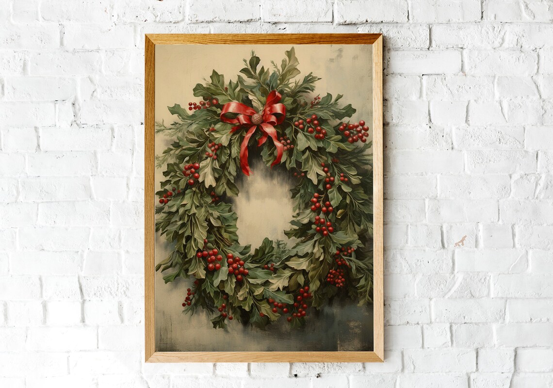 Christmas Wreath Holiday Decor Art Print - Image 2