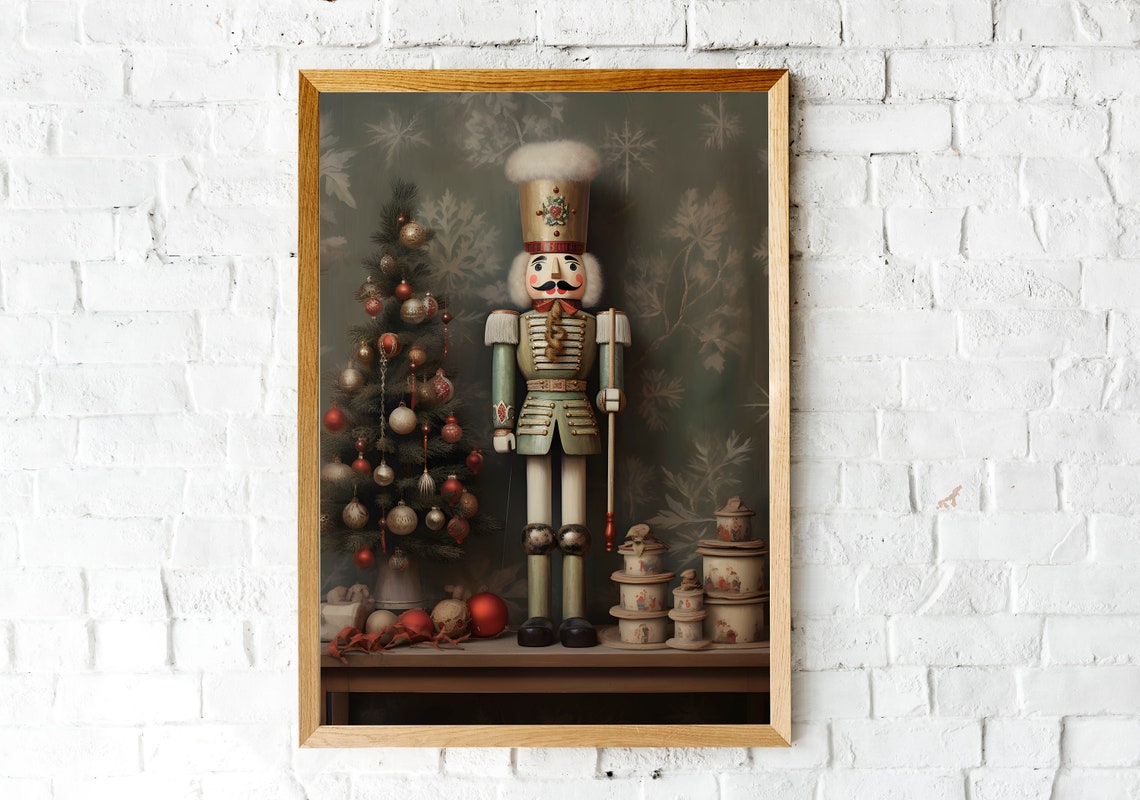 Vintage Nutcracker Soldier by Decorated Tree with Gift Boxes Poster - Image 2