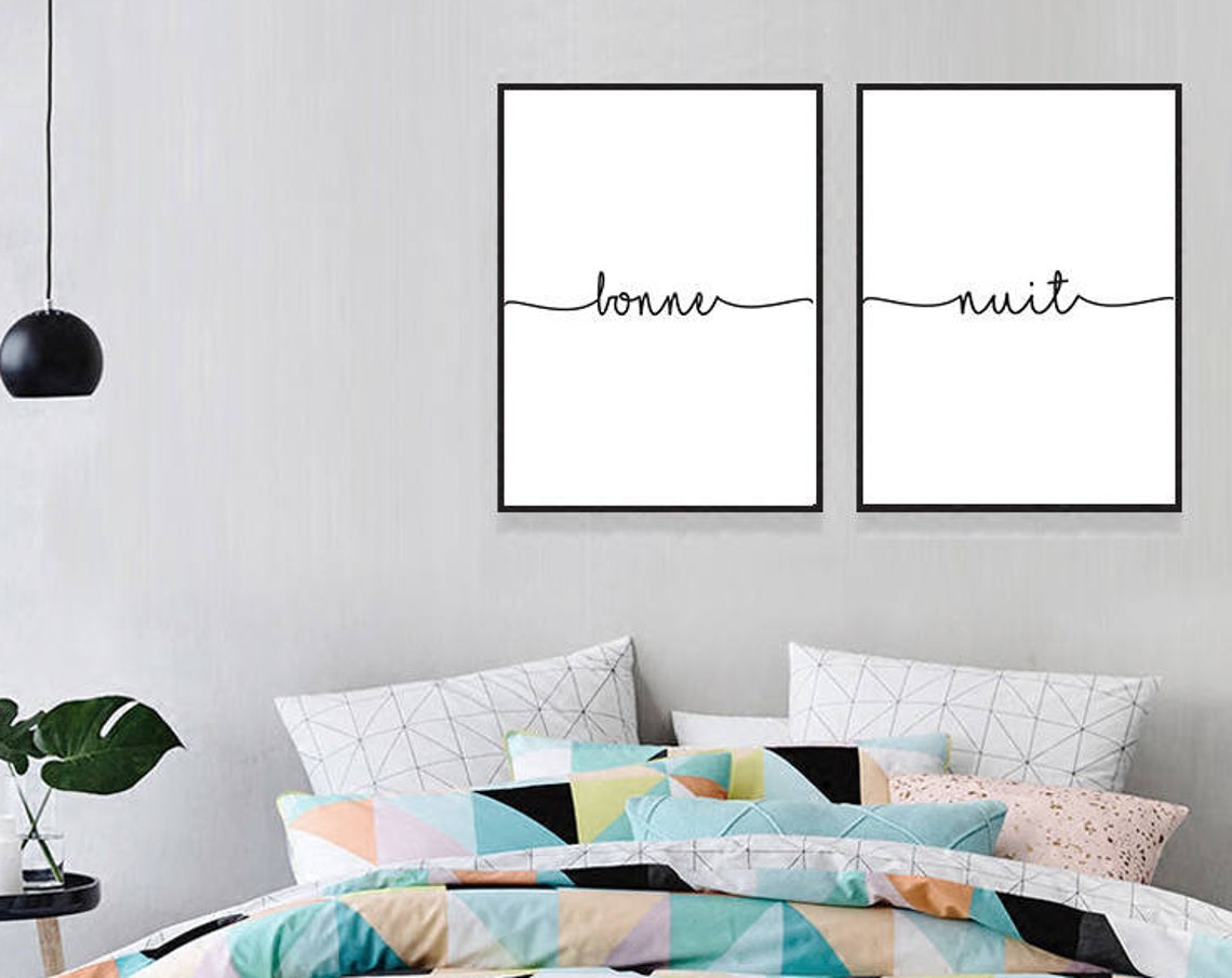 Bonne Nuit French Good Night Calligraphy Bedroom Set Design Poster - Image 2