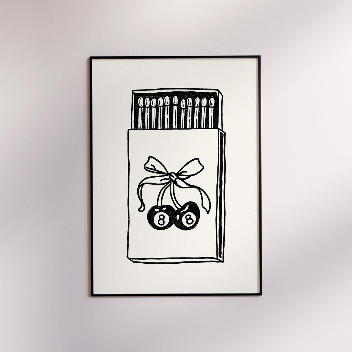 Retro Cherry 8 Ball Print Funky Matchbox Art