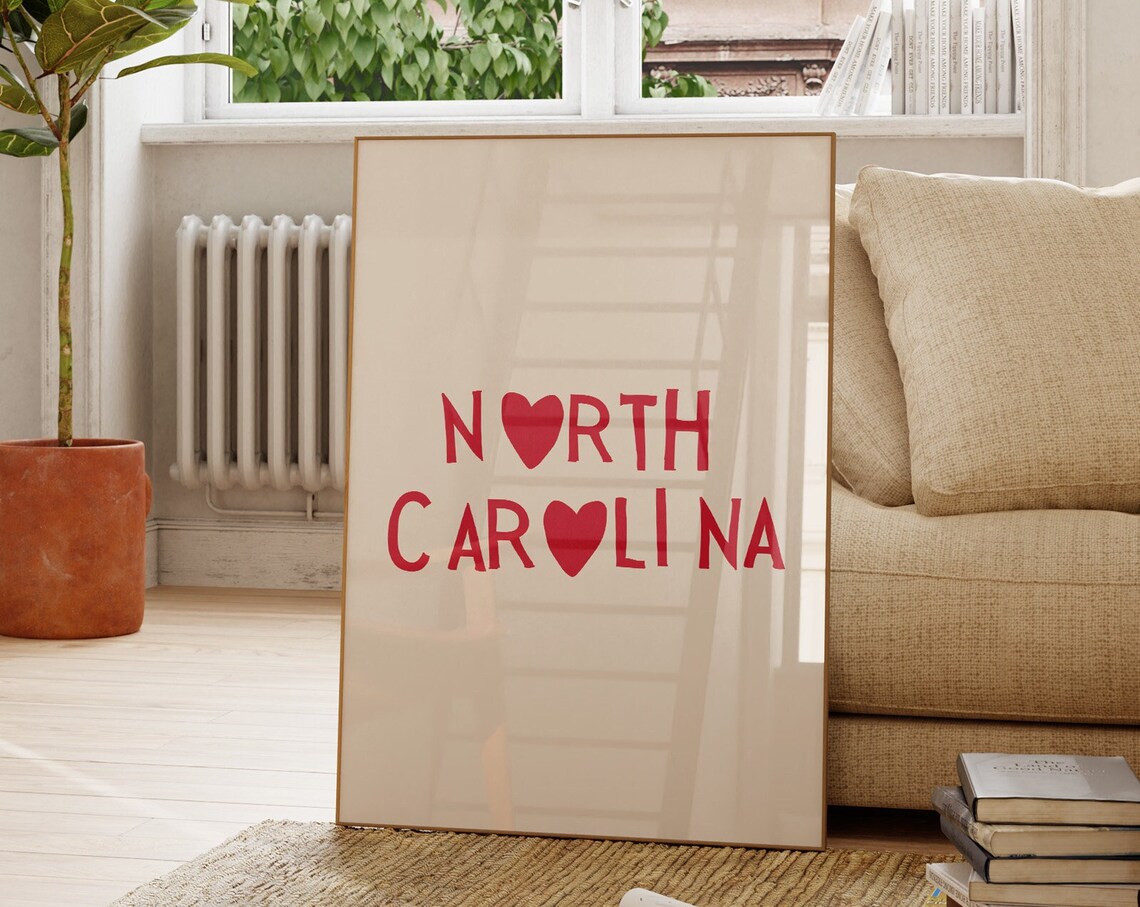 North Carolina Travel Poster, North Carolina Decor