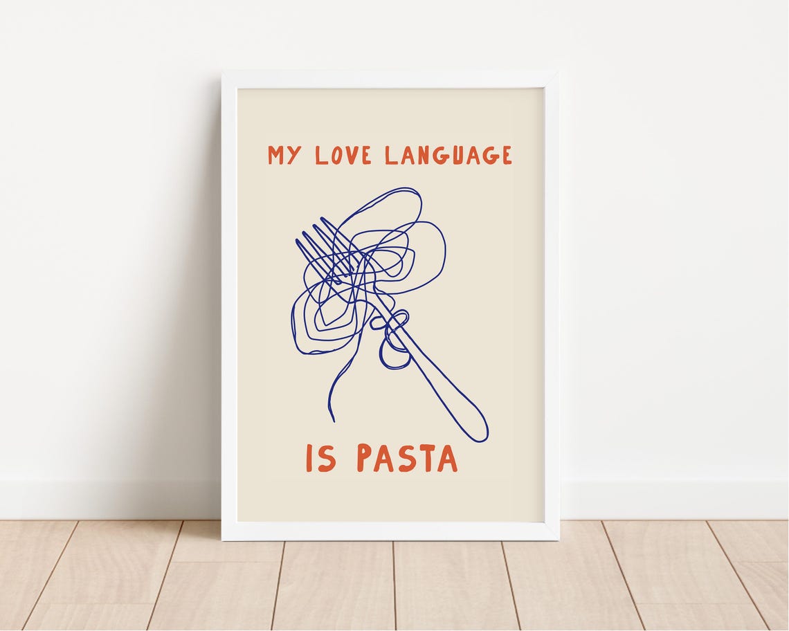 My Love Language Is Pasta Scribble Fork Doodle Kitchen Poster - Image 2