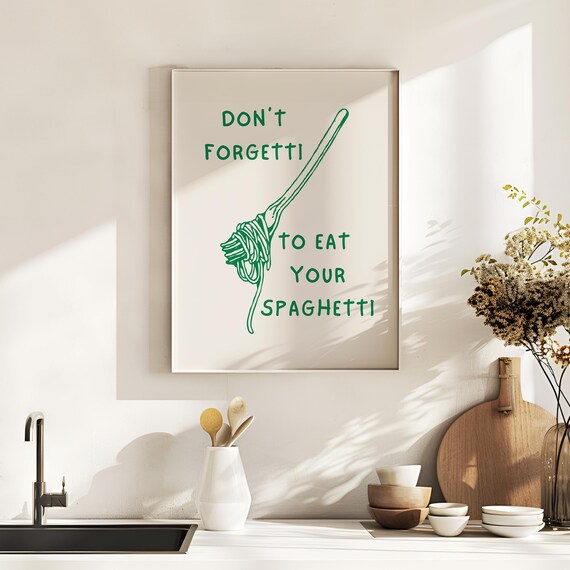 Funny Pasta Print Aesthetic Kitchen Decor Trendy Kitchen Wall Art Cute Kitchen Print Kitchen Wall Art Chef Print Home Decor