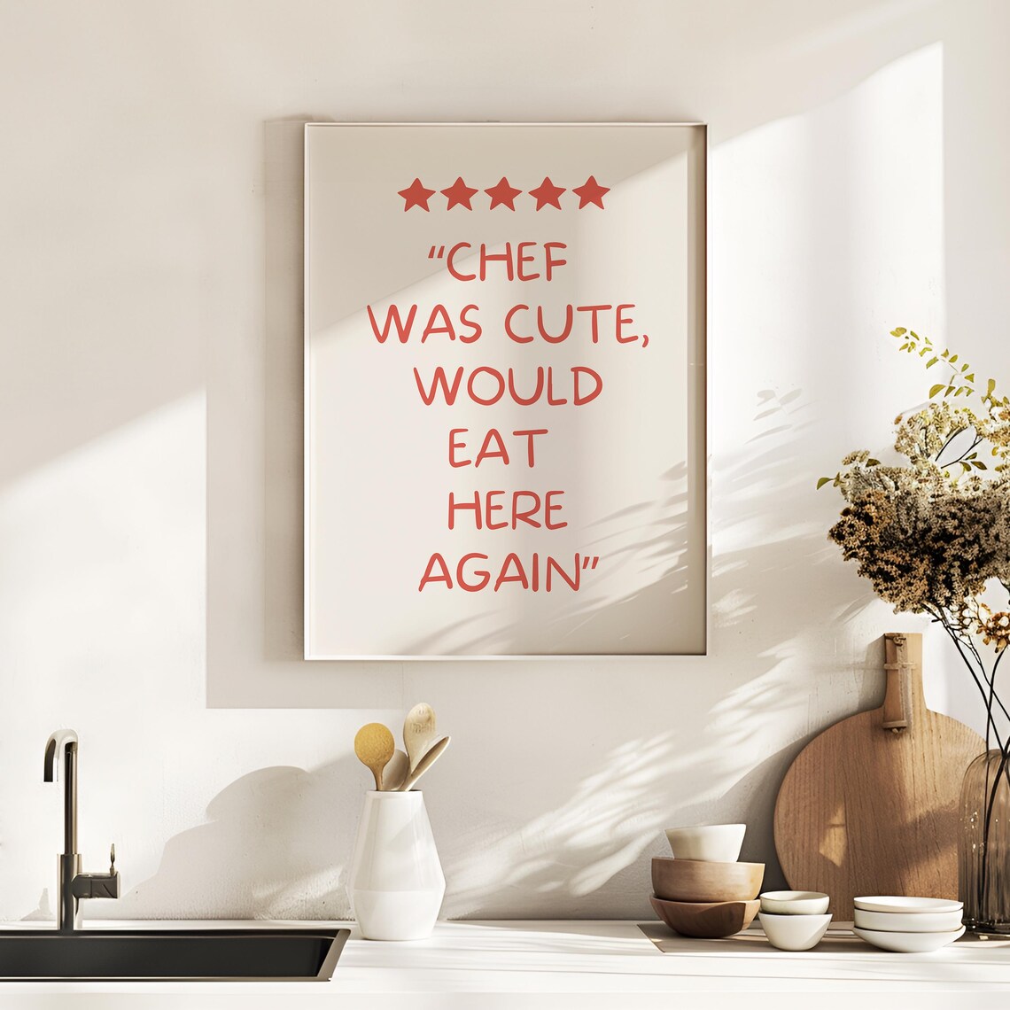 Chef Was Cute Print Aesthetic Kitchen Decor Trendy Kitchen Wall Art Cute Kitchen Print Kitchen Wall Art Chef Print Home Decor