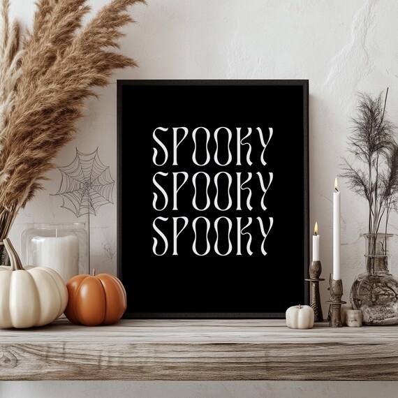 Spooky Spooky Spooky Retro Typography Black Halloween Poster