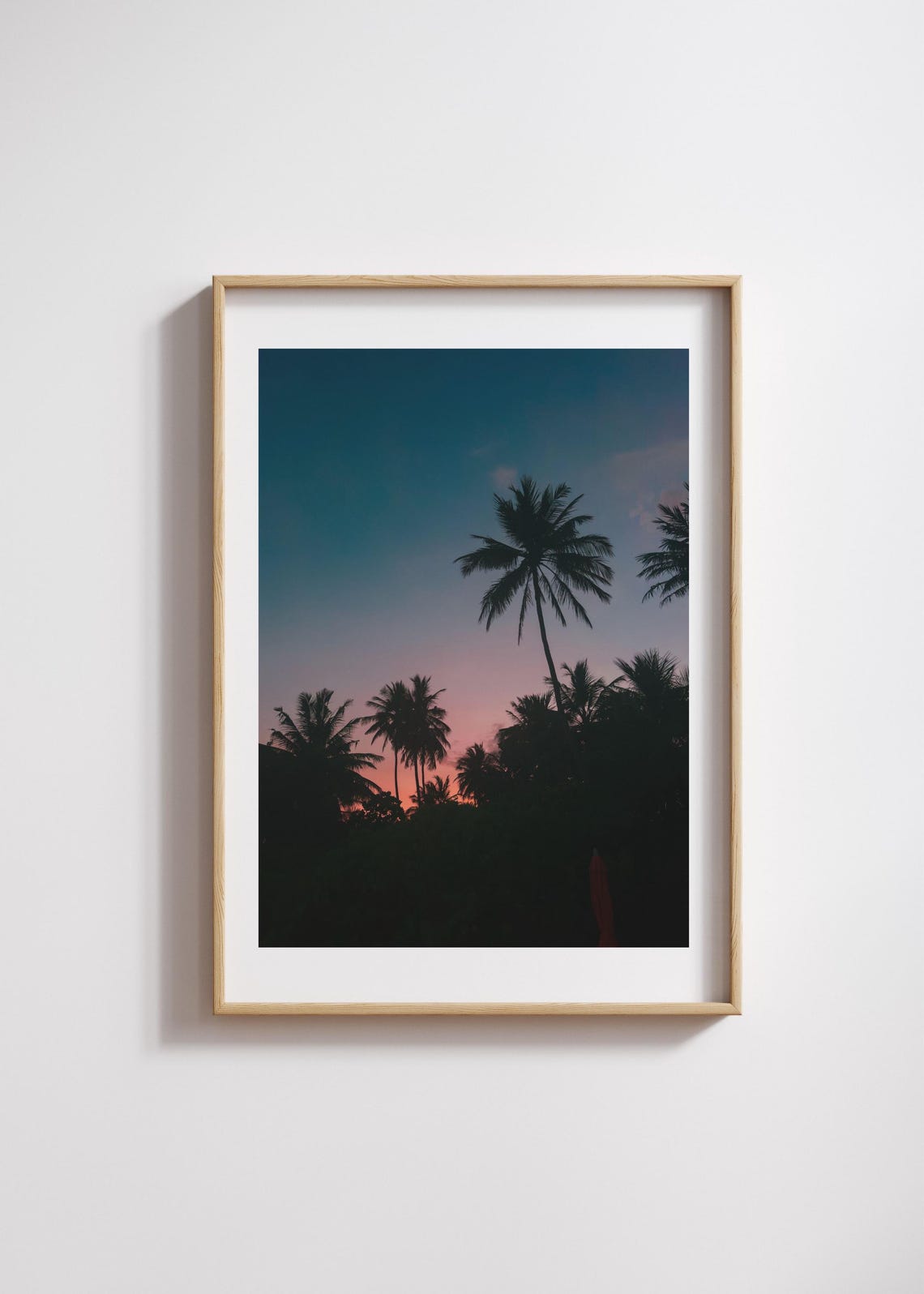 Sunset Palm Tree Silhouettes Tropical Twilight Photography Art Poster