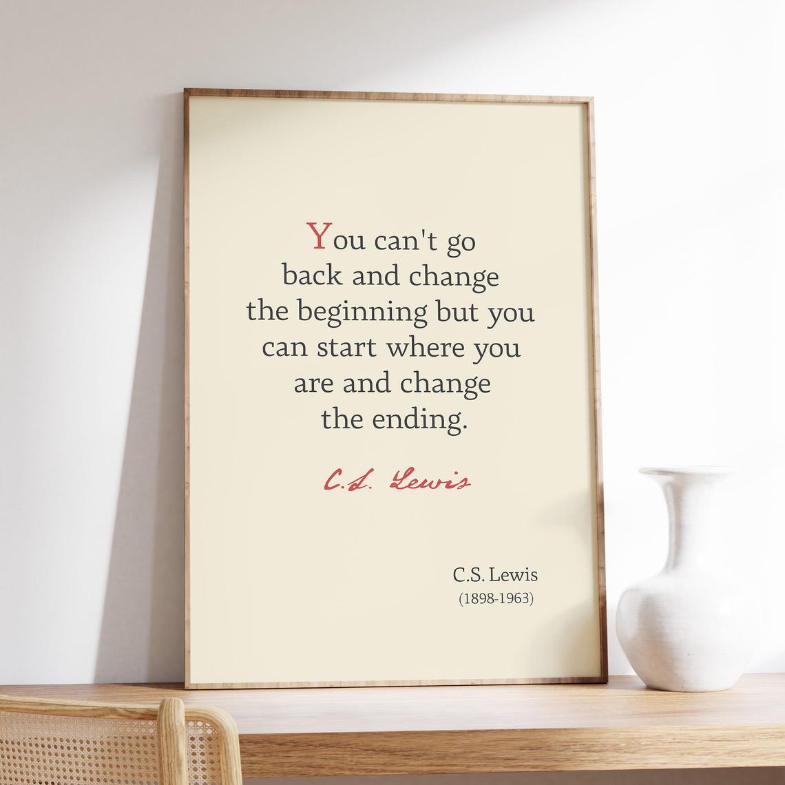 C S Lewis Change The Ending Quote New Beginnings Cream Poster - Image 5