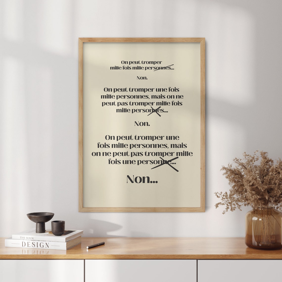 French Tromper Quote Typography Witty Corrected Text Cream Poster - Image 4