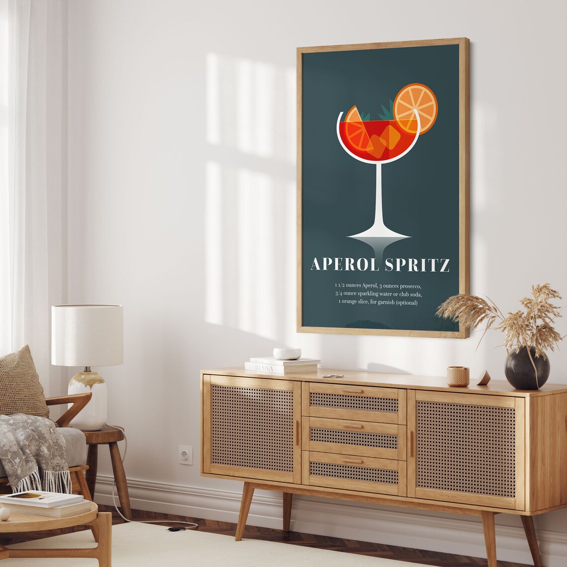 Aperol Spritz Cocktail Recipe Kitchen Bar Cart Retro Illustration Poster - Image 4