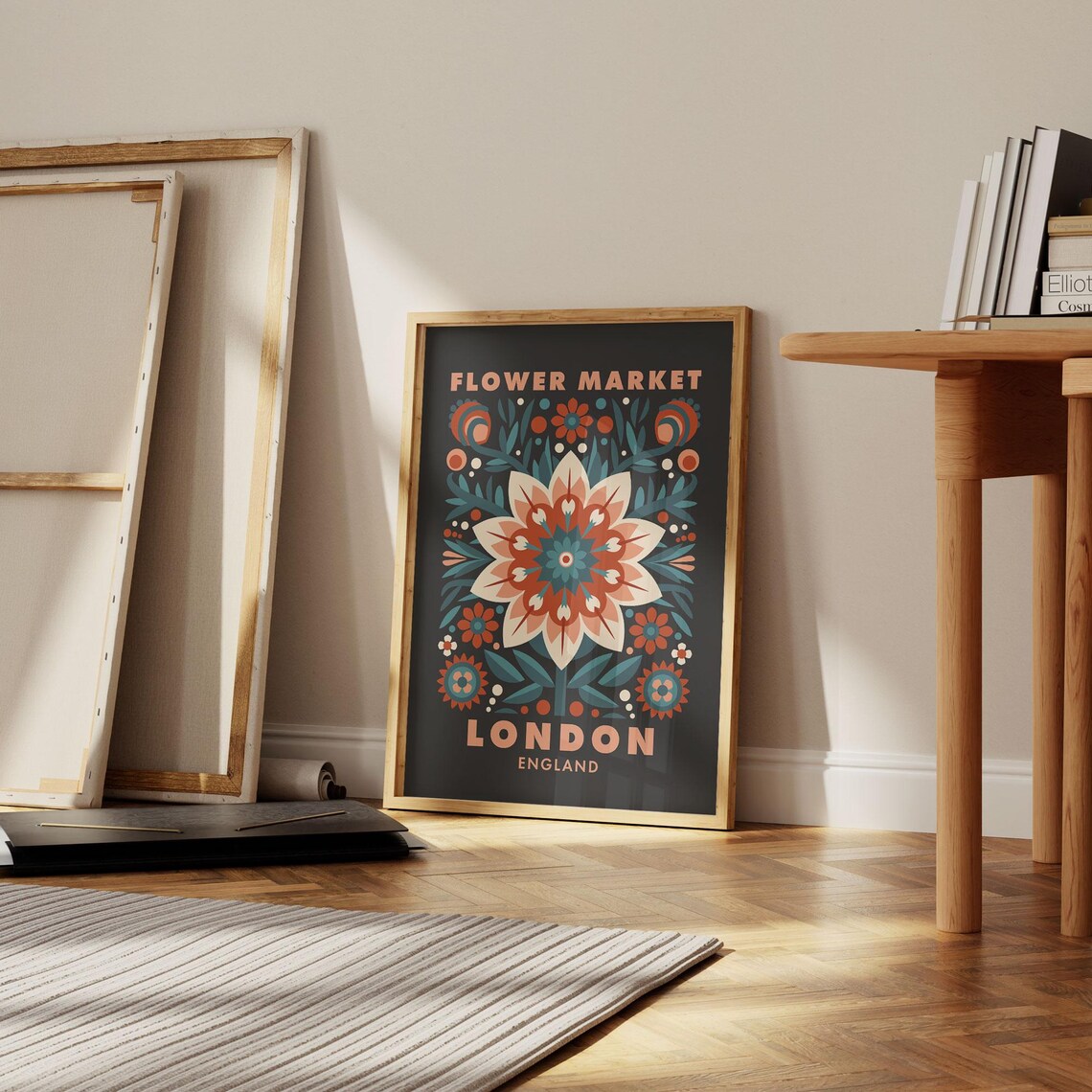 Flower Market London England Folk Botanical Dark Moody Art Poster - Image 4