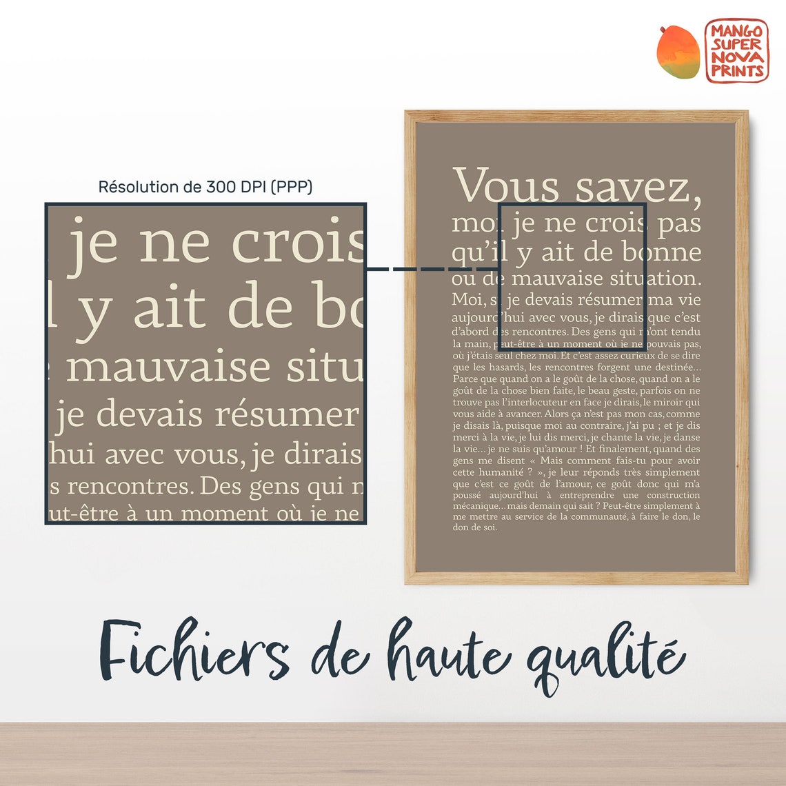 French Quote Typography Warm Taupe Minimalist Large Text Wall Art - Image 2