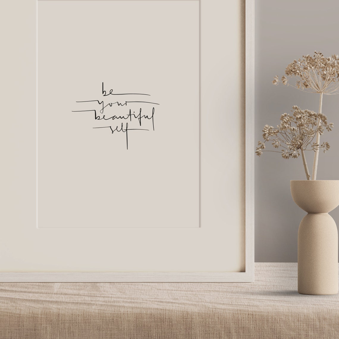 Be Your Beautiful Self Minimalist Self Love Quote Art Poster - Image 2
