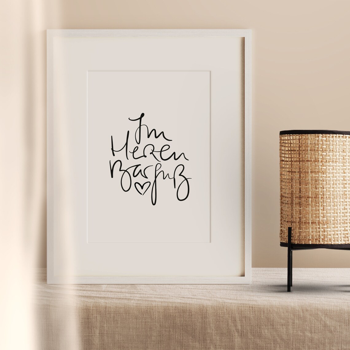Im Herzen Barfuhr Typography Art Print, German Quote - Image 2