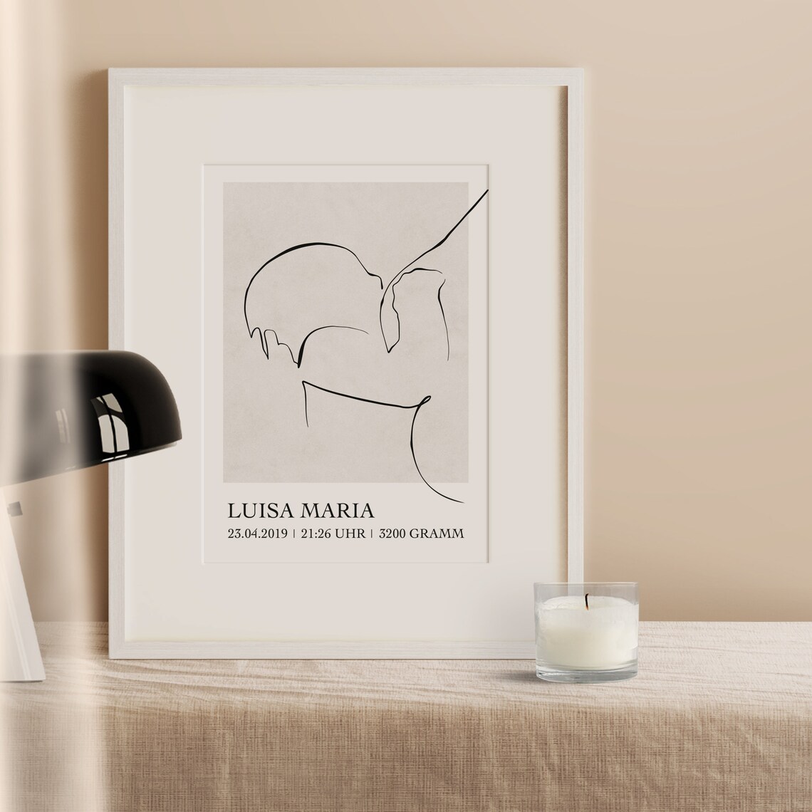 Birth Stats Girl Line Art Mother Baby Newborn Nursery Poster - Image 2