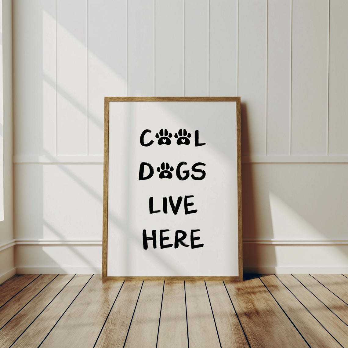 Cool Dogs Live Here Funny Paw Motif Black Typography Decor Poster - Image 3