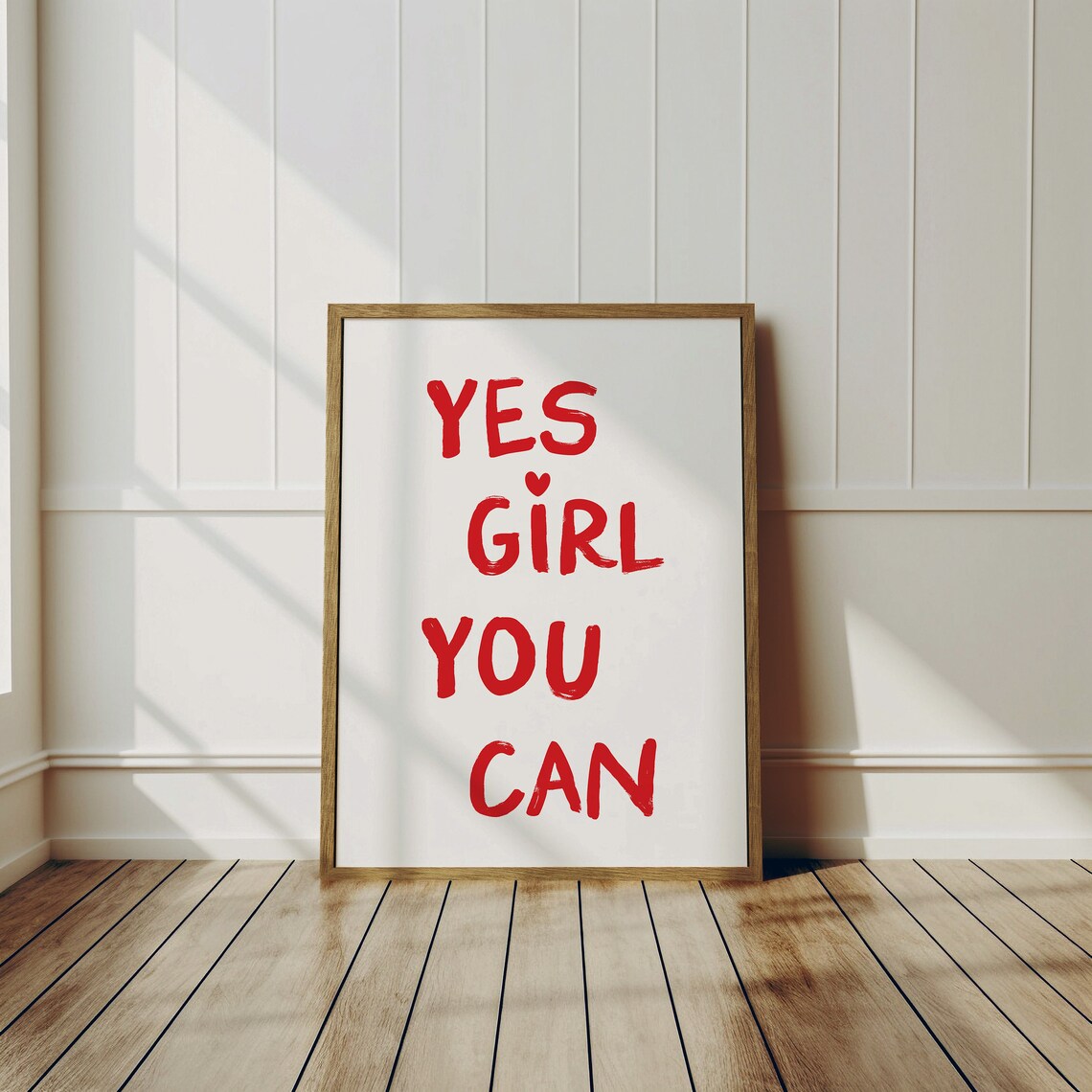 Yes Girl You Can Bold Red Hand Lettered Feminist Quote Poster - Image 2