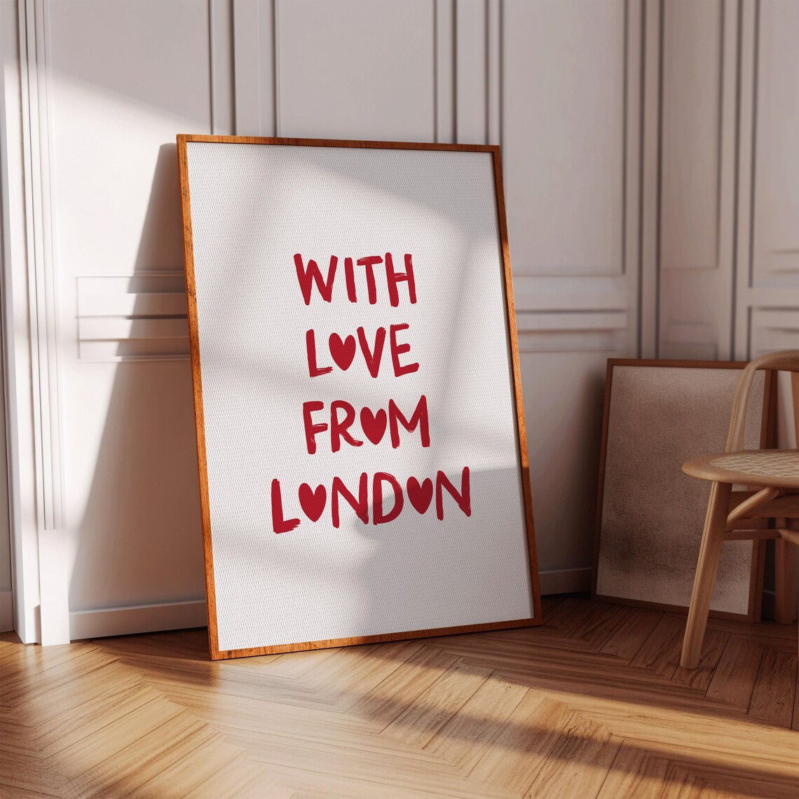 With Love From London Red Hearts Hand Lettered Typography City Poster