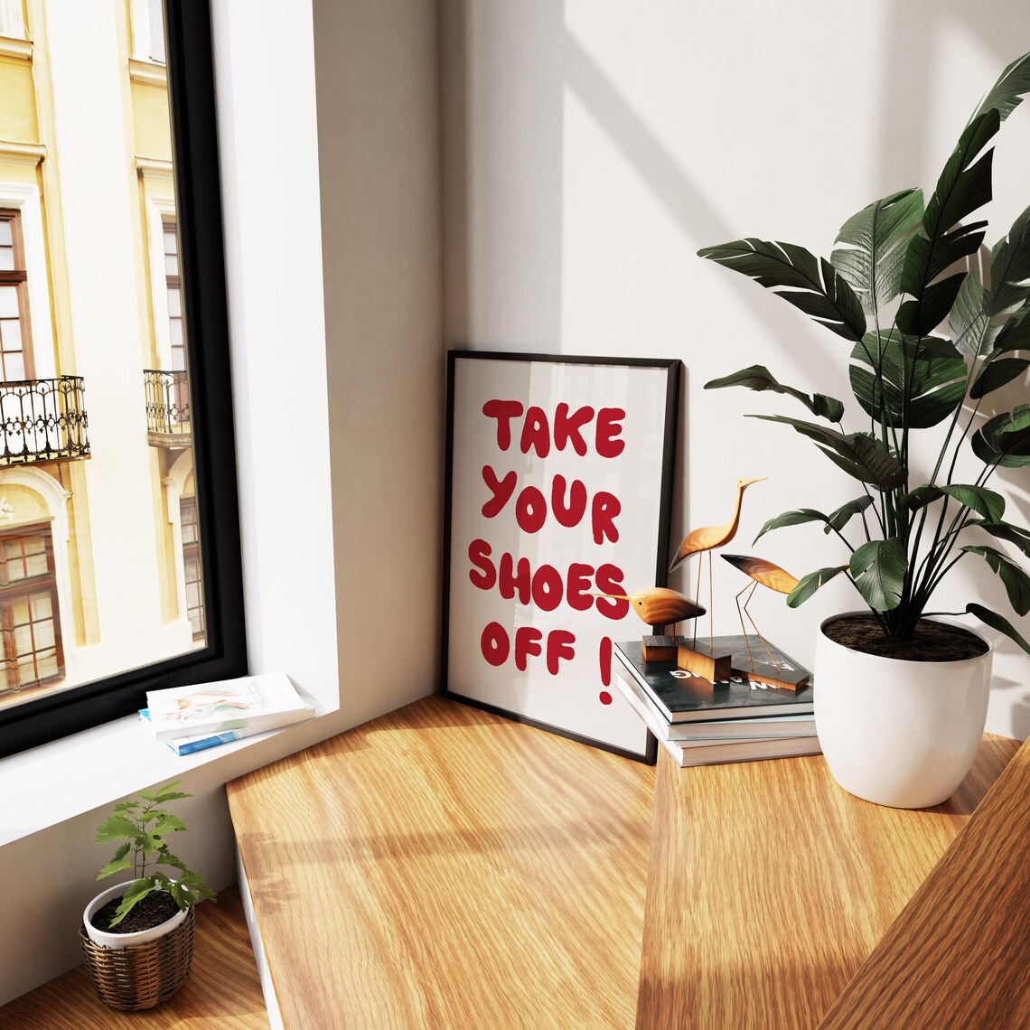 Take Your Shoes Off Sign, Fun Retro Wall Art Print - Image 3