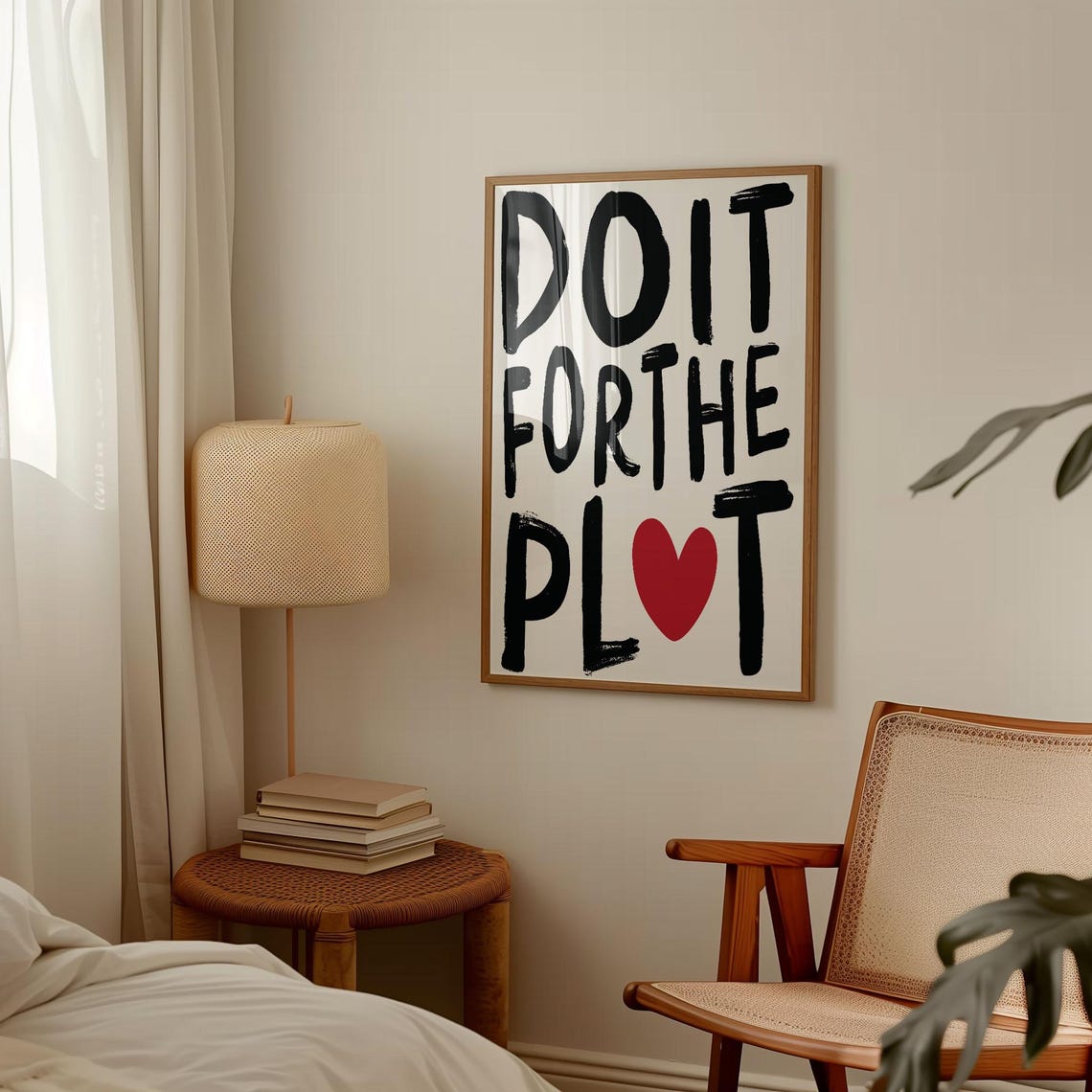 Do It For The Plot Black Brush Poster Bold Red Heart Motivation - Image 2