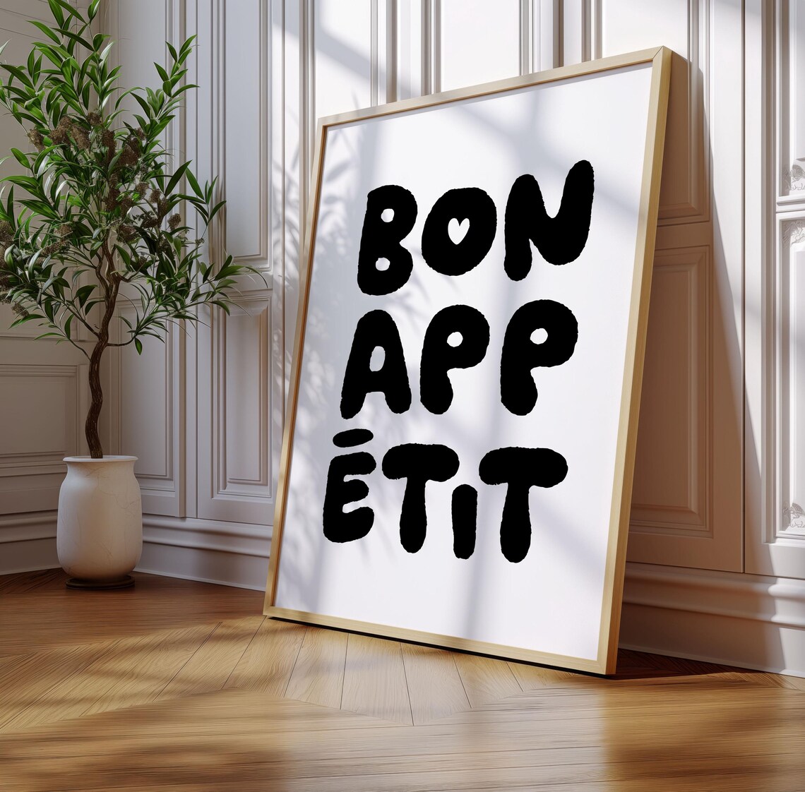 Bon Appetit Black Bubble Letter Poster Fun French Food Saying - Image 3