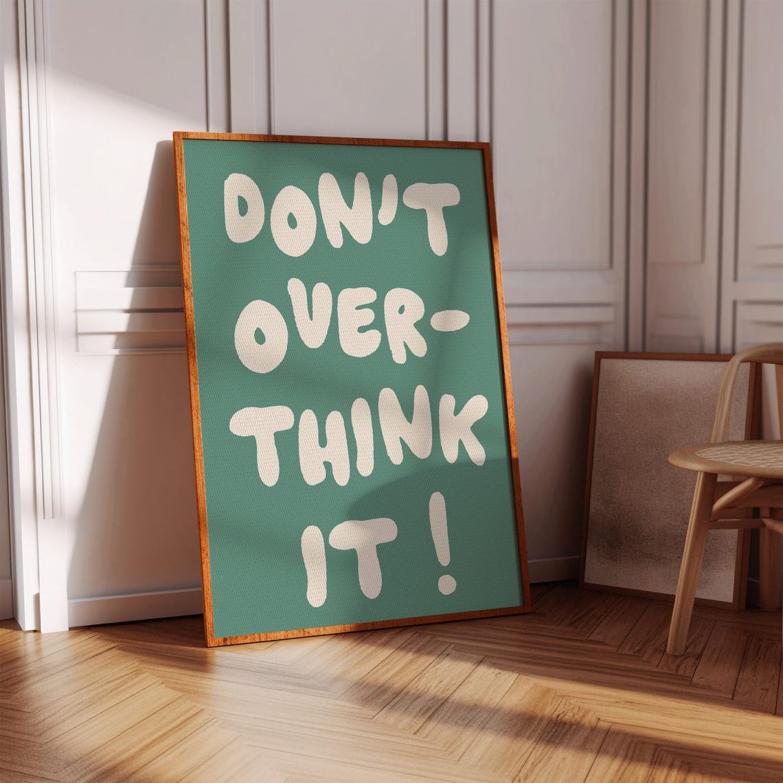 Dont Overthink It Teal Bubble Letter Encouragement Wall Poster