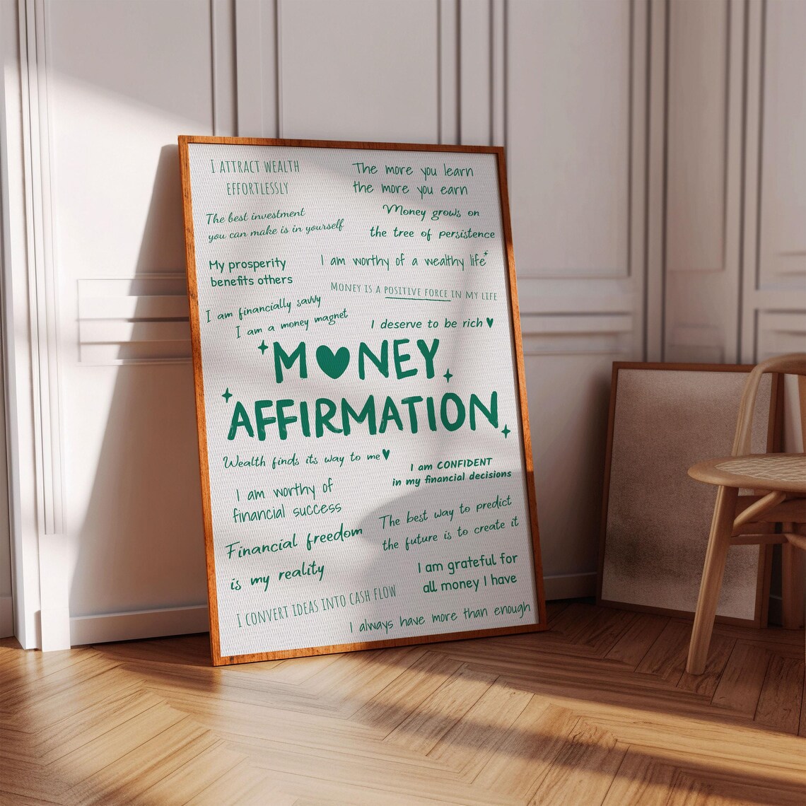 Positive Money Affirmations Wealth Motivational Art Print