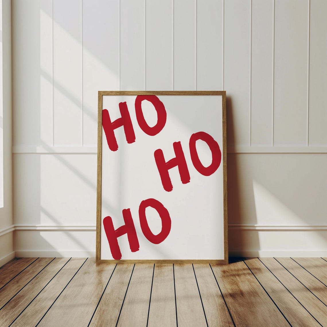 Ho Ho Ho Red Brush Christmas Poster Fun Santa Laugh Holiday Art - Image 3