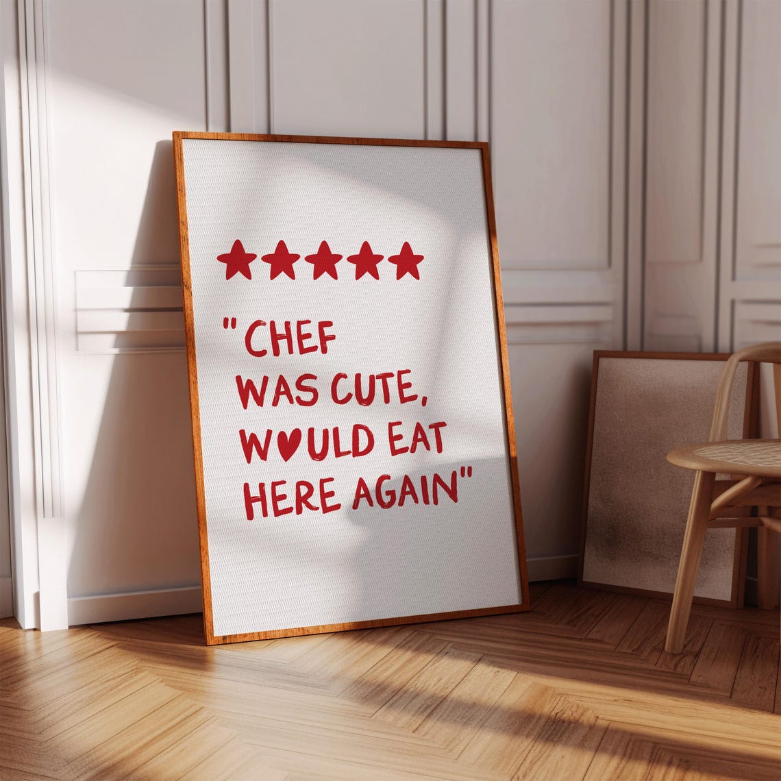 Chef Was Cute Would Eat Here Again Red Typography Kitchen Poster