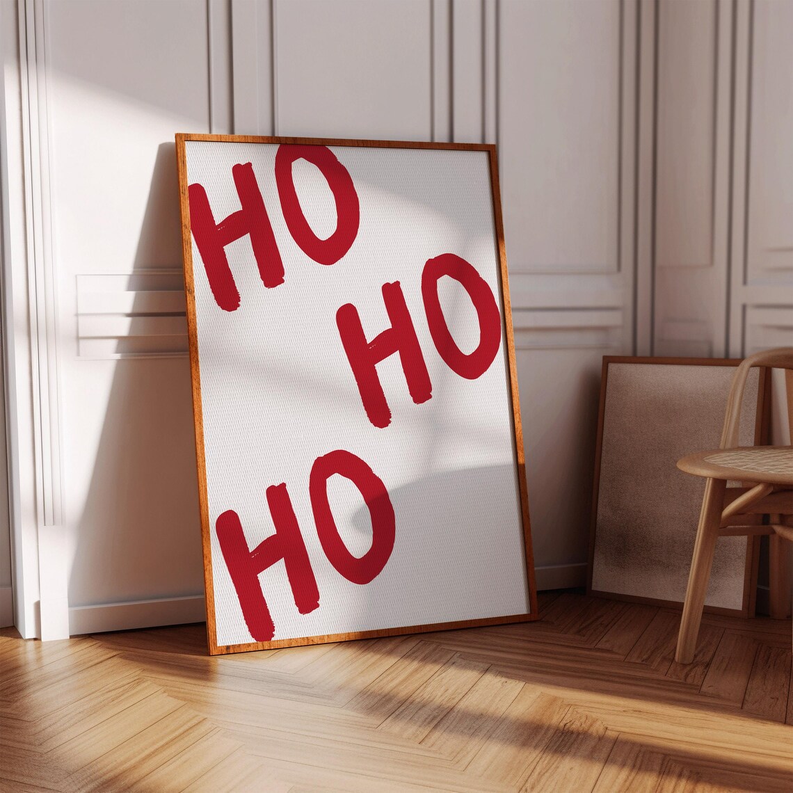 Ho Ho Ho Red Brush Christmas Poster Fun Santa Laugh Holiday Art