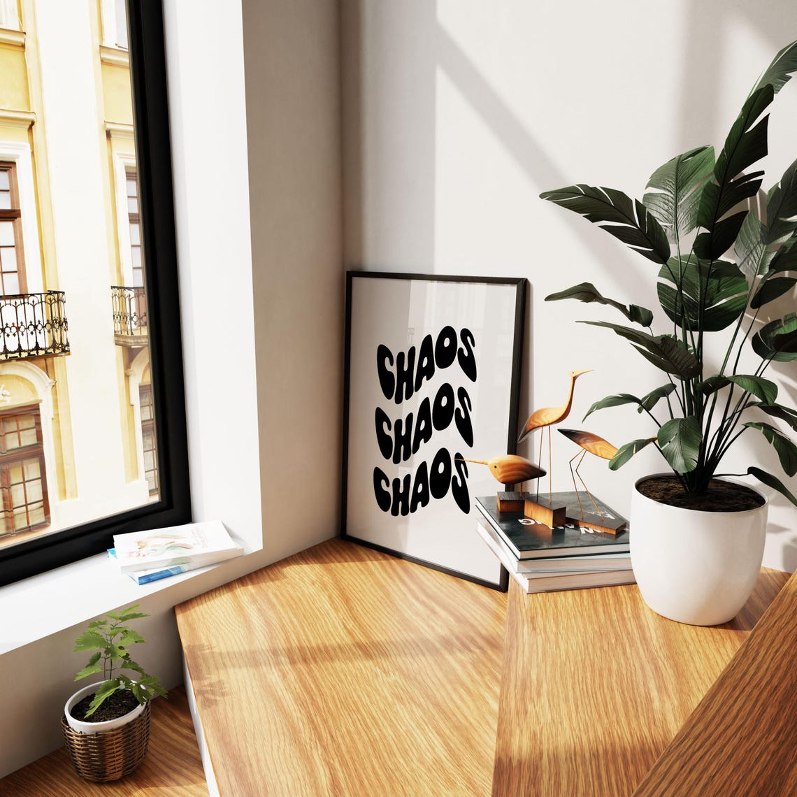 Chaos Chaos Chaos Wavy Black Poster Bold Trippy Typography Decor - Image 2