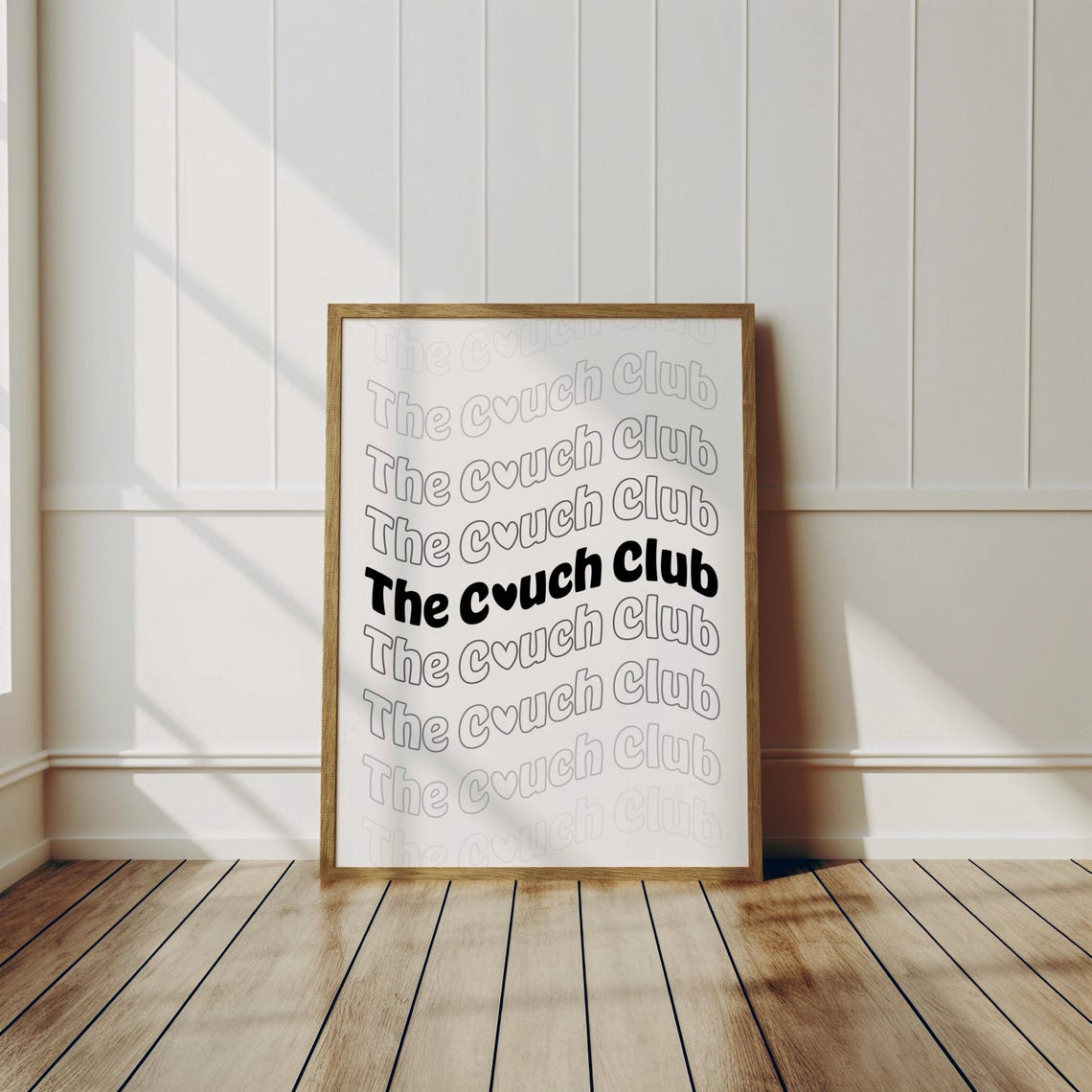 The Couch Club Repeated Row Black Outline Typography Wall Poster - Image 2