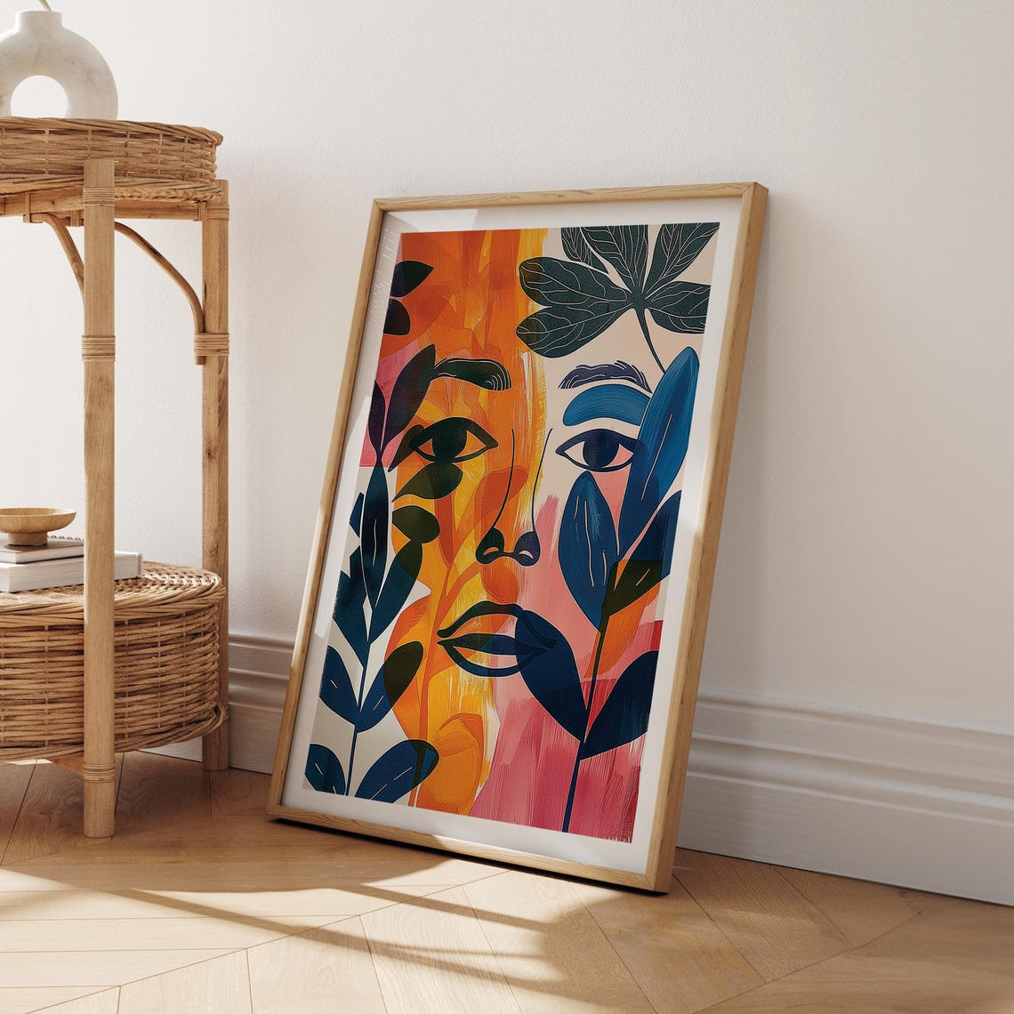 Abstract Botanical Face With Tropical Leaves Modern Art Poster - Image 4
