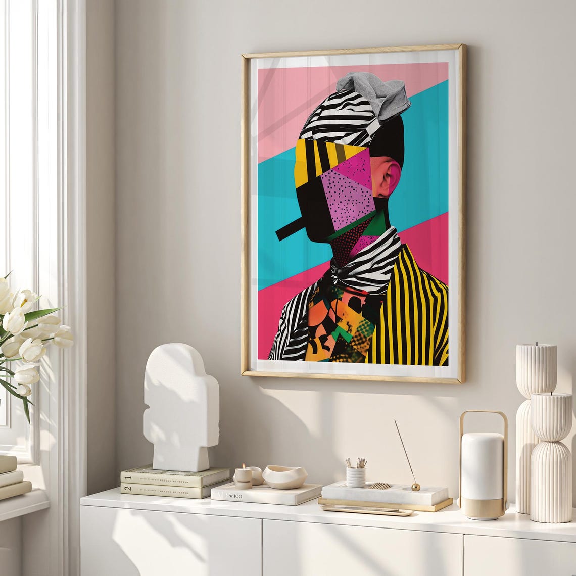Bold Abstract Portrait Wall Art Modern Geometric Pop Art Print Vibrant For Trendy Home Or Office Decor - Image 4