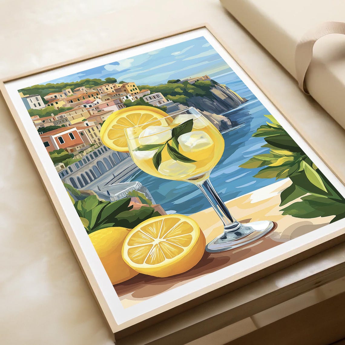 Italian Coastal Town Lemon Spritz Summer Cocktail Wall Poster - Image 5