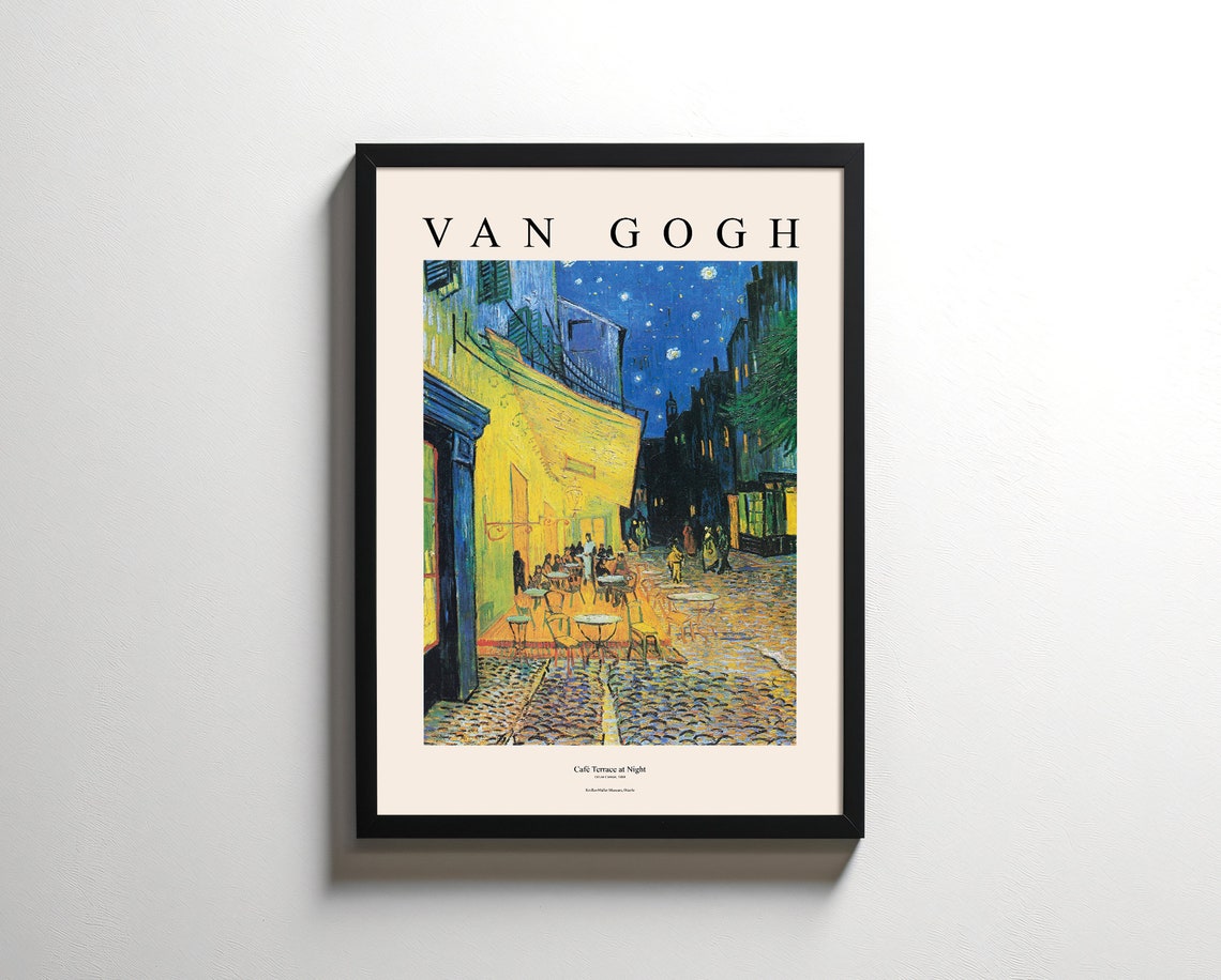 Van Gogh Cafe Terrace At Night Starry Sky Famous Painting Art Poster - Image 4