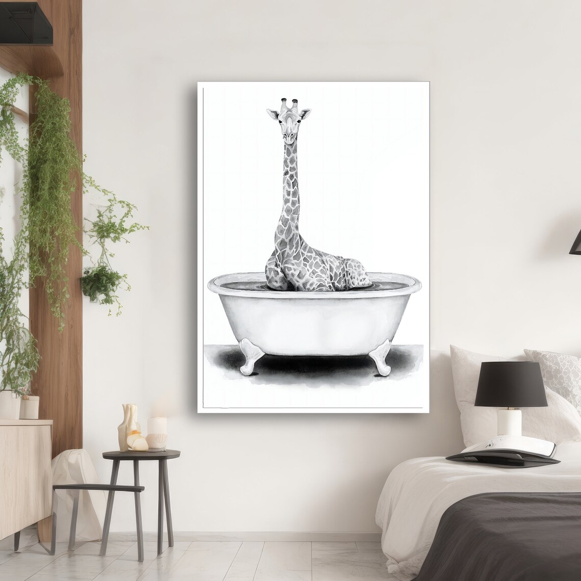 Whimsical Giraffe in Bathtub, Animal Lovers Gift - Image 2