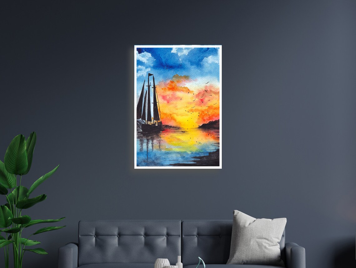 Sailing Into Sunset, Ocean Artwork for Living Room - Image 4