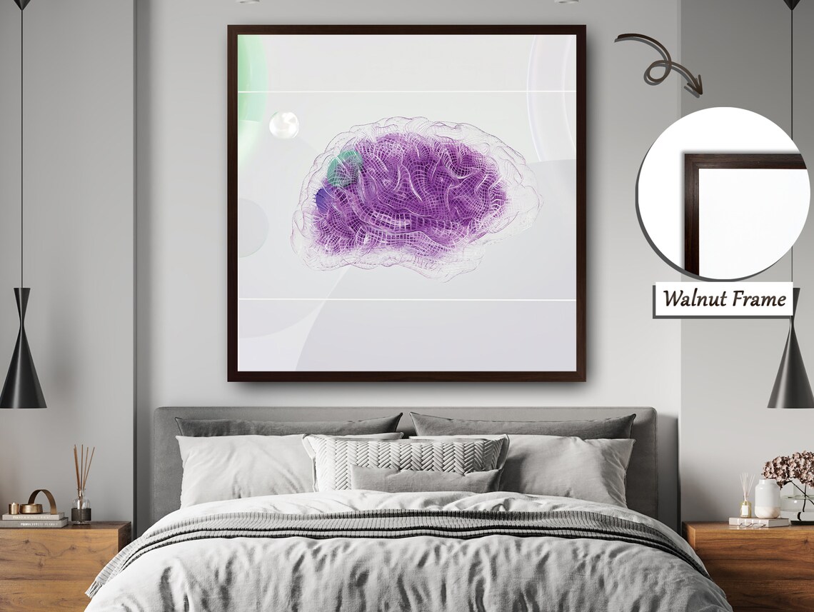 Brain With Transparent Layers, Purple Accents Art Print - Image 3