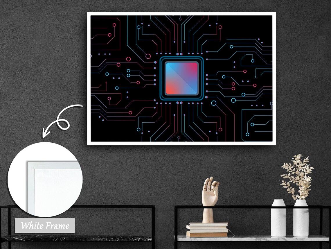 Circuitry Abstract Art, Tech Inspired Gradient Patterns - Image 2